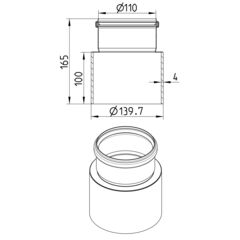 Line drawing of a penetration from the series Transition pipe-welding sleeve-steel.