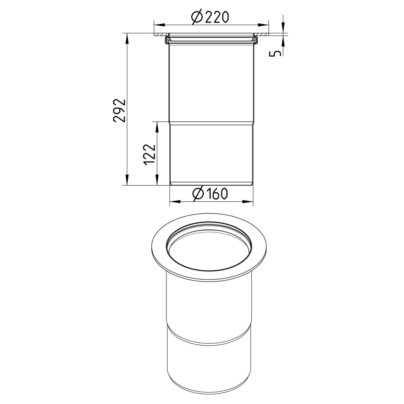 Line drawing of a penetration from the series Penetration-welding flange-steel.