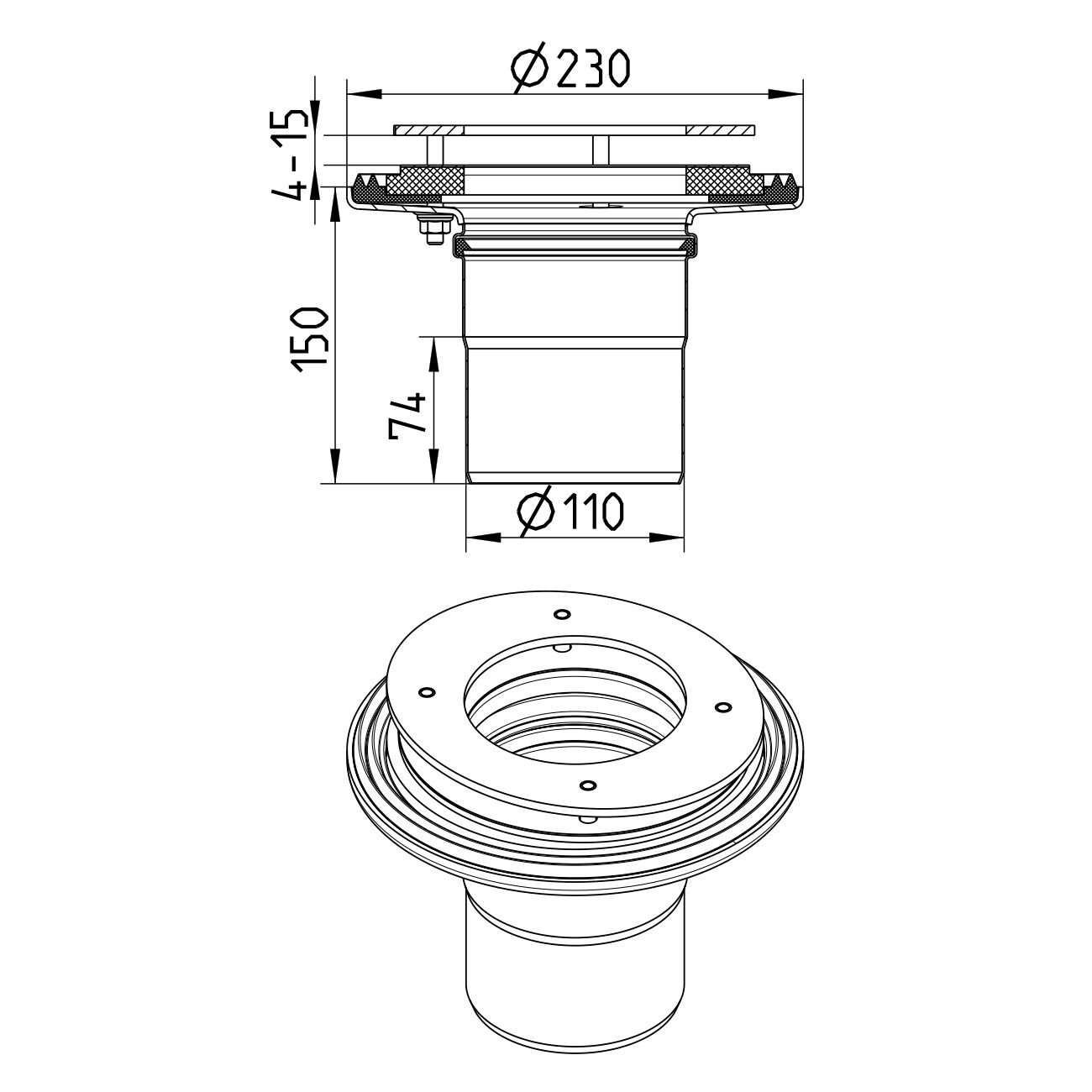 Line drawing of a penetration from the series Penetration-no welding.