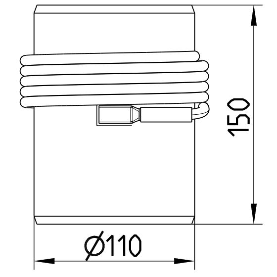 Line drawing of an equipotential bonding pipe from the series Equipotential bonding pipe.