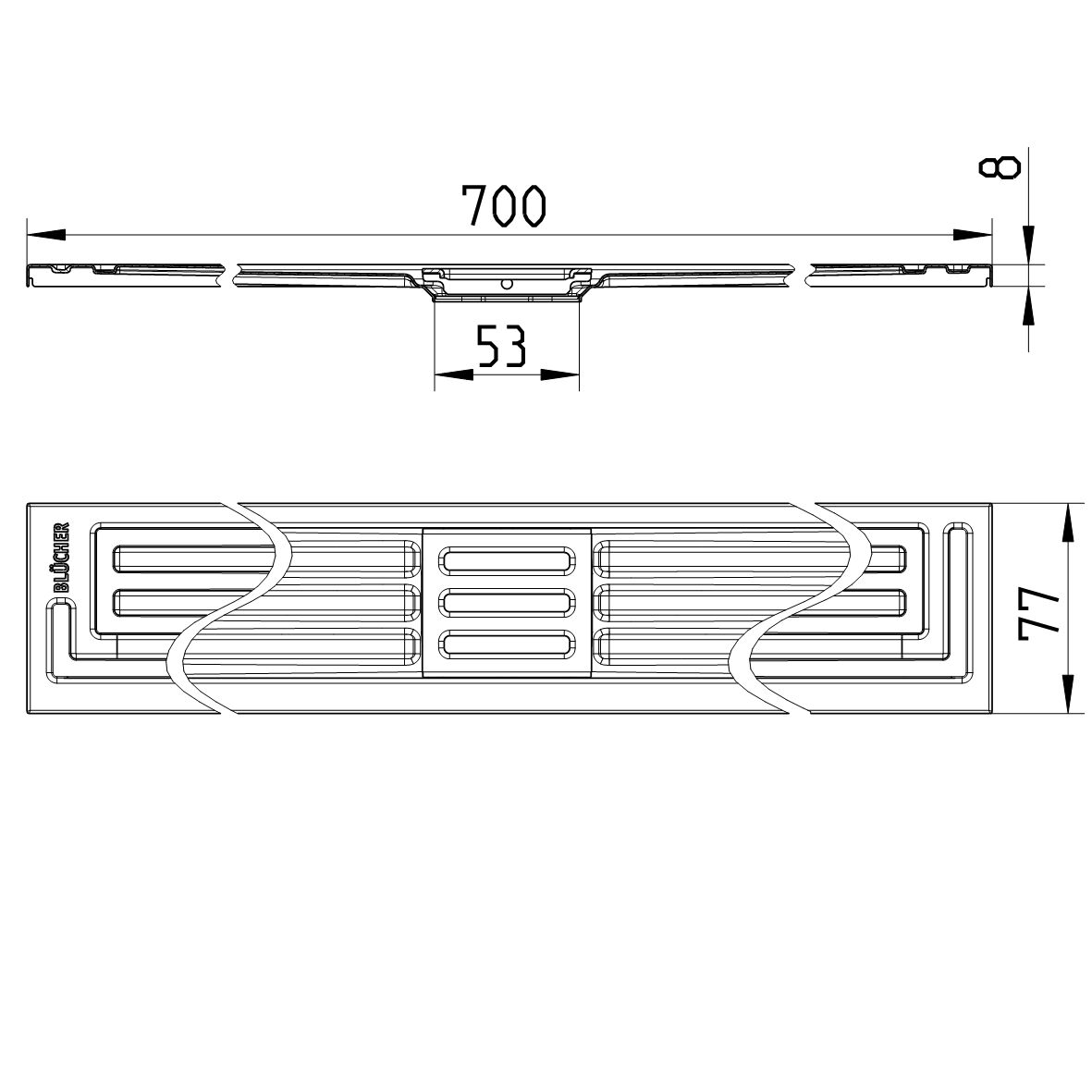 Line drawing of a channel from the series Shower channel-No membrane.