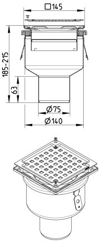 Line Drawing - Drain-No membrane-145