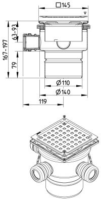 Line Drawing - Drain-No membrane-145