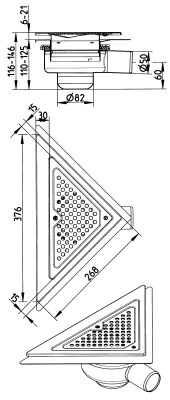 Line Drawing - Drain-Liquid membrane-Triangular