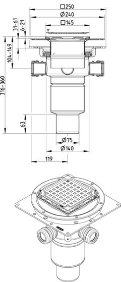 Line Drawing - Drain-Liquid membrane-145