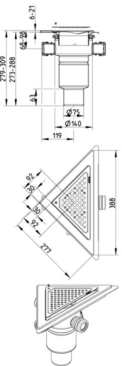 Line Drawing - Drain-Liquid membrane-Triangular