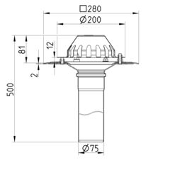 Line Drawing - Drain for gravity-single ply membrane