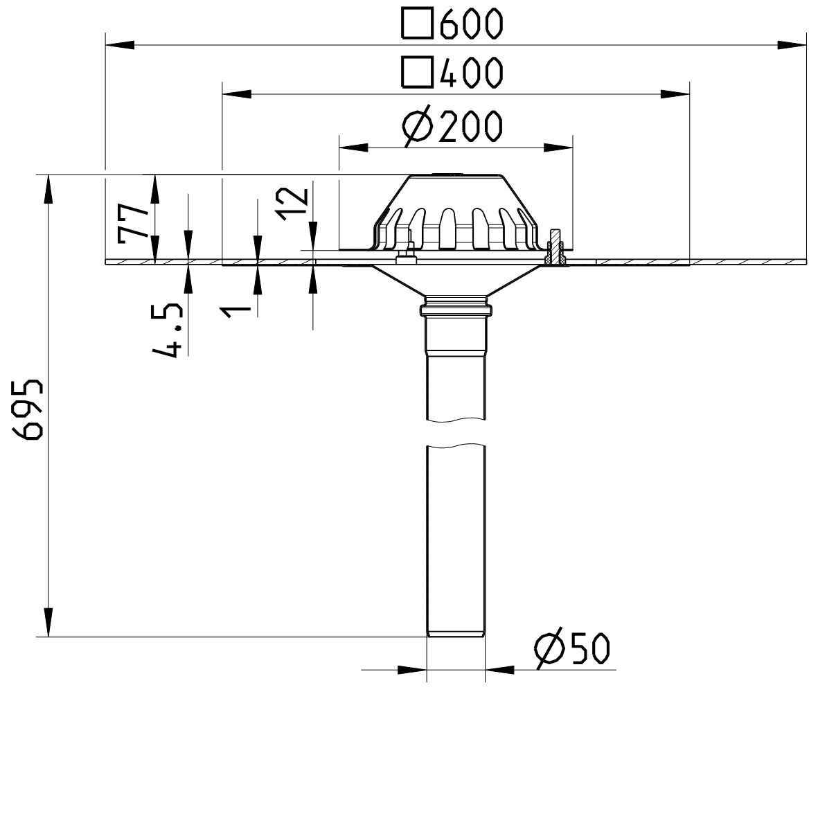 Line Drawing - Drain for gravity-bitumen collar