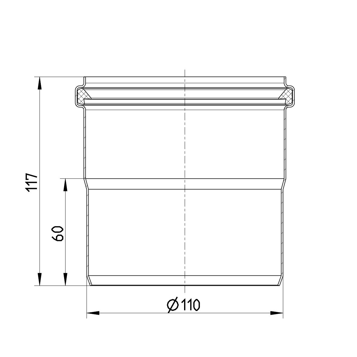 Line Drawing - Extension pipe-Marine drains