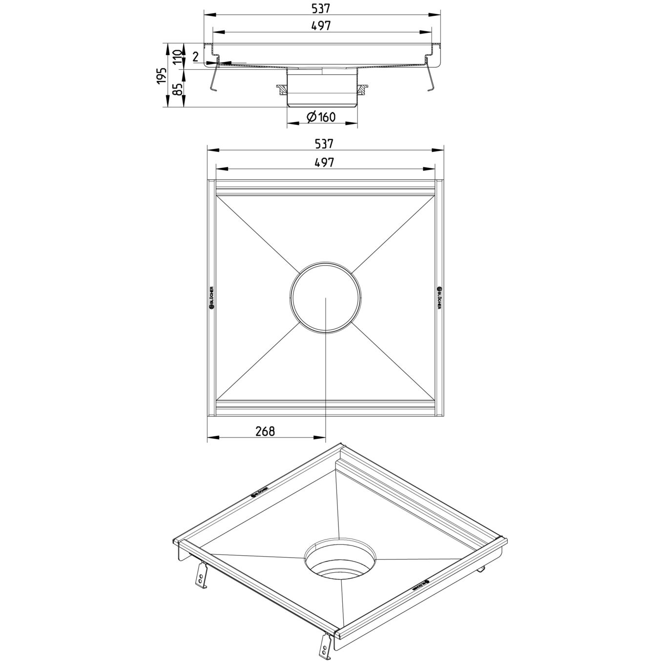 Line Drawing - Kitchen channel-No membrane