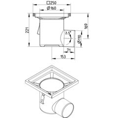 Line Drawing - Drain-No membrane-250