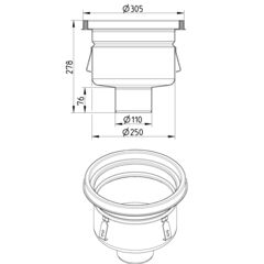 Line Drawing - Drain-No membrane-305