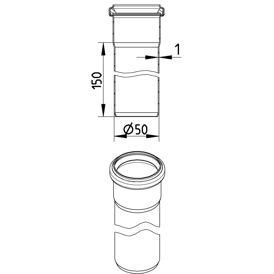 Straight Pipe With One Socket 811 015 050 S