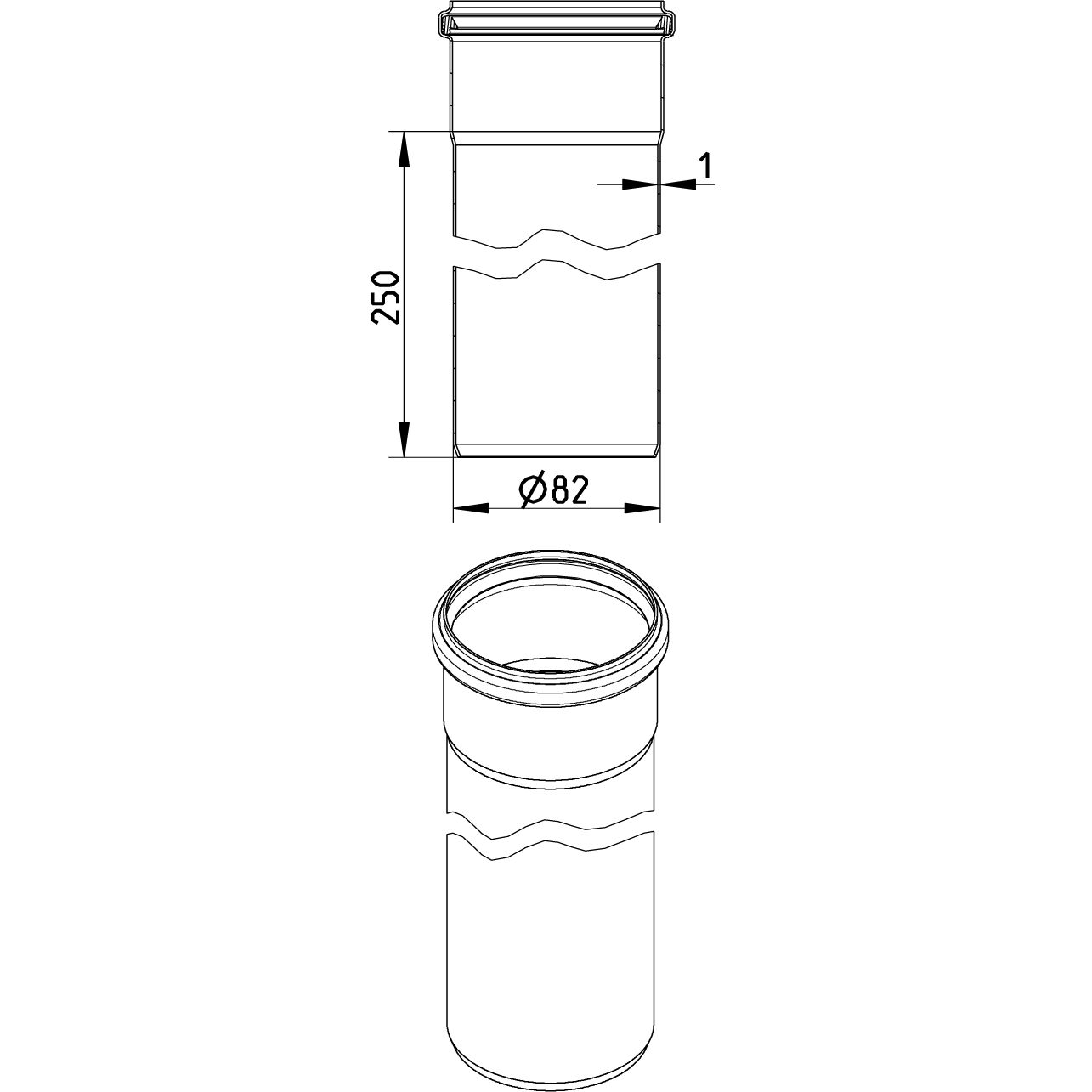 Line Drawing - Straight pipe