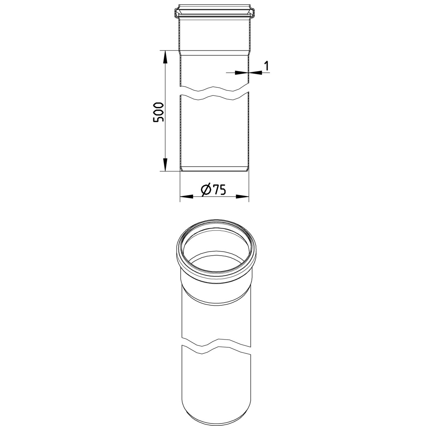 Line Drawing - Straight pipe