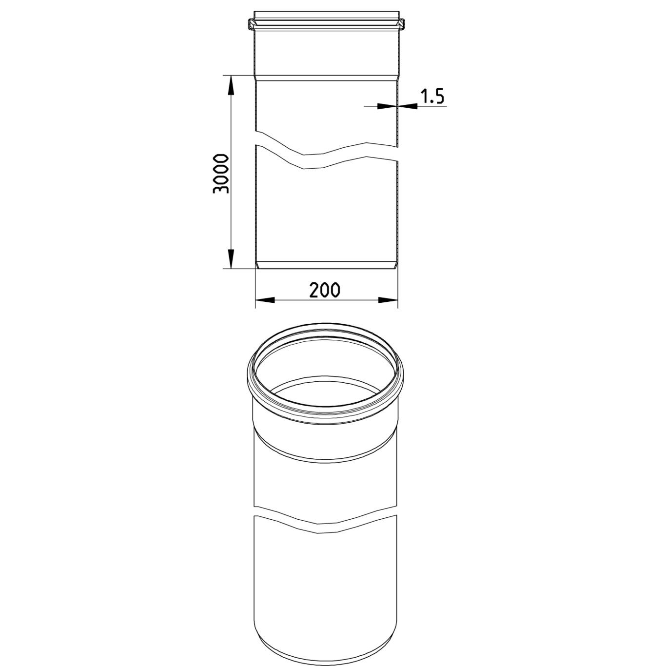 Line Drawing - Straight pipe