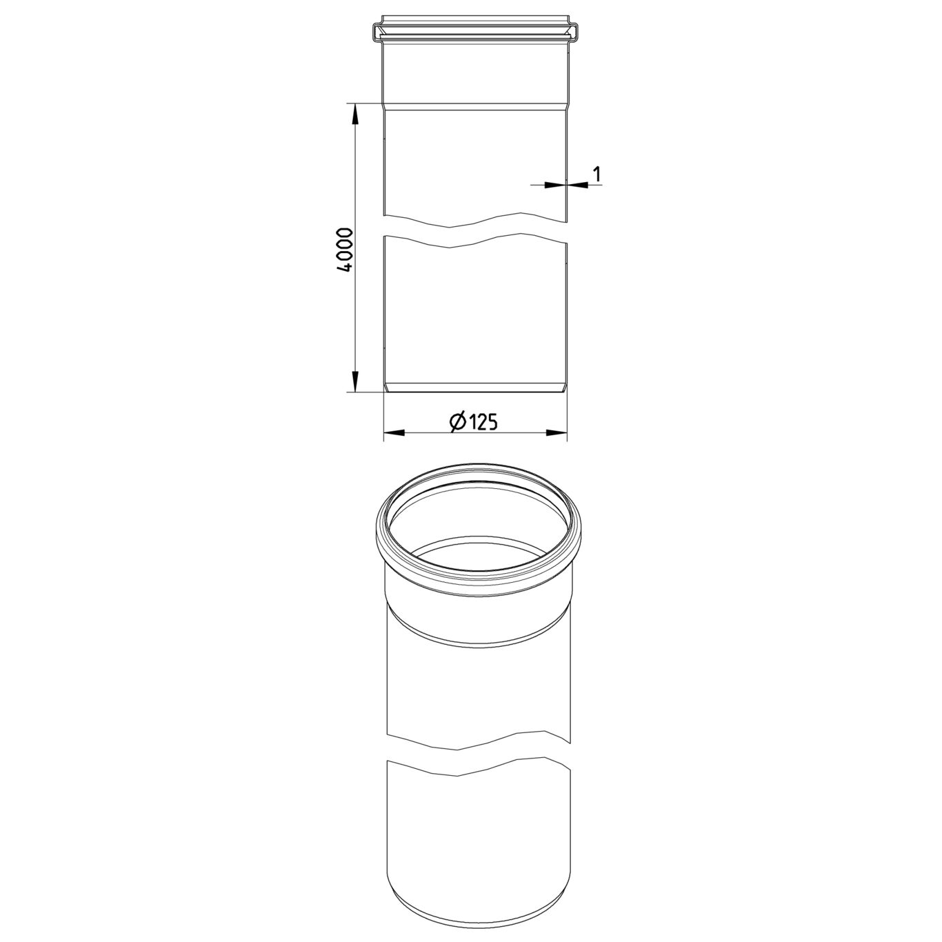 Line Drawing - Straight pipe