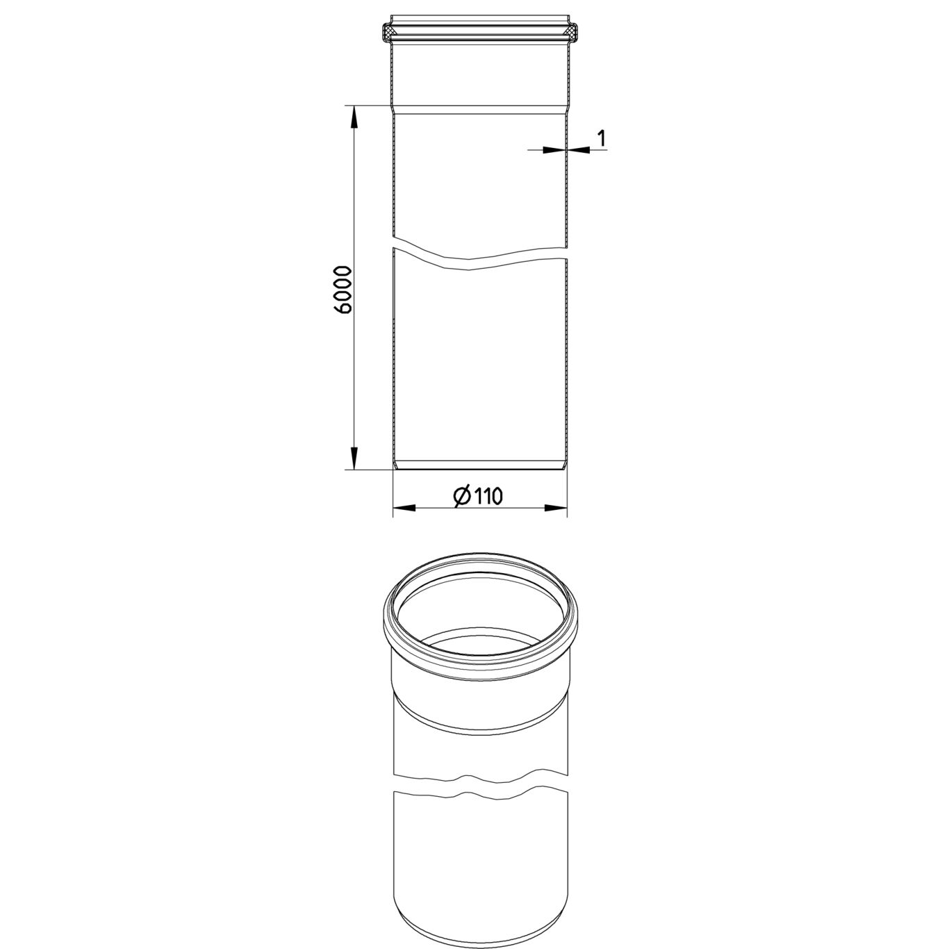 Line Drawing - Straight pipe