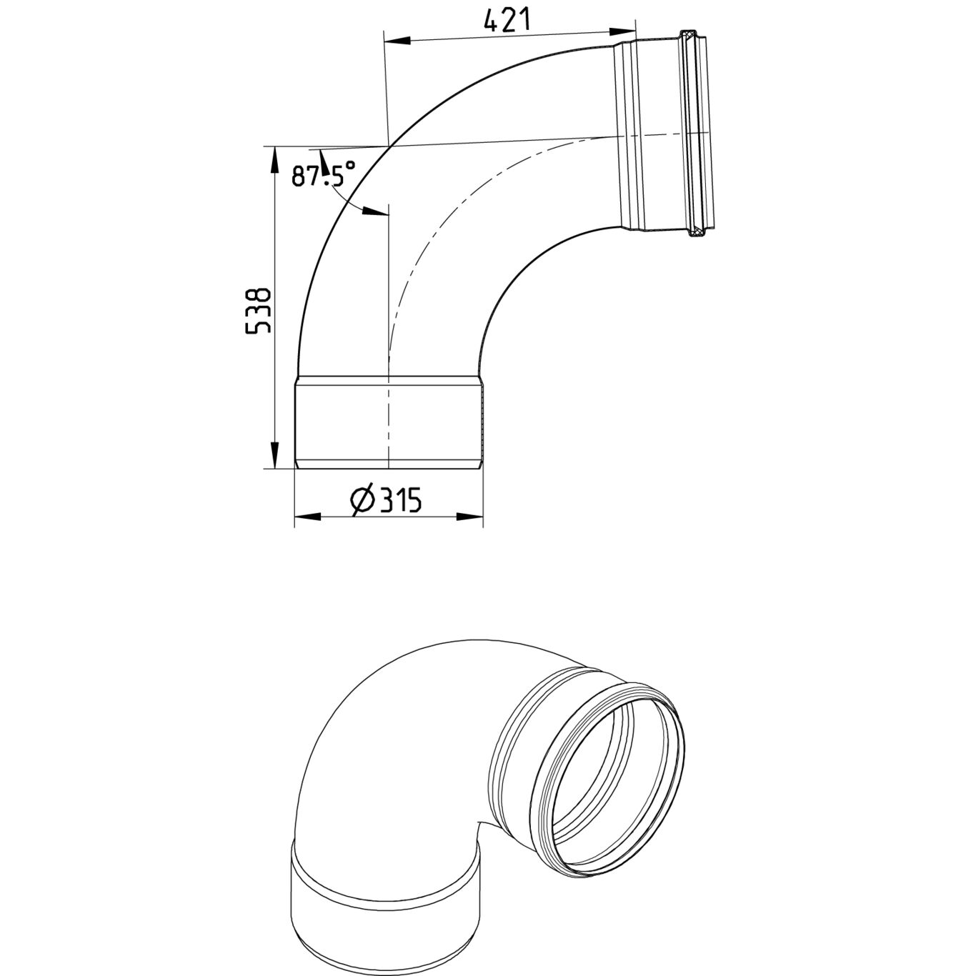 Line Drawing - Bend-87.5-large radius