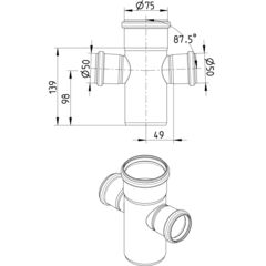 Line Drawing - Double branch-87.5-180