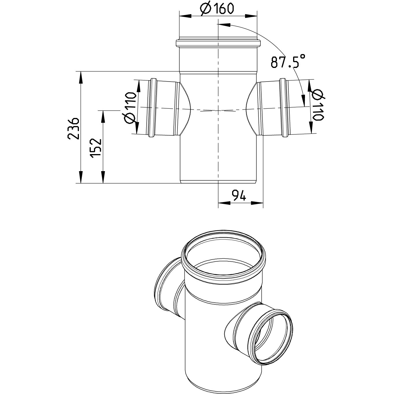 Line Drawing - Double branch-87.5-180