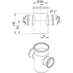 Line Drawing - Double branch-87.5-180