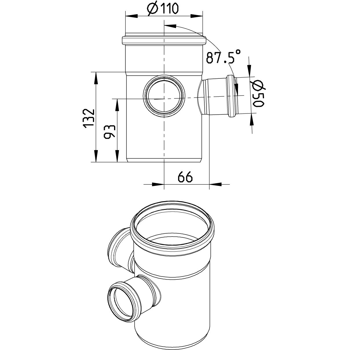 Line Drawing - Double branch-87.5-90