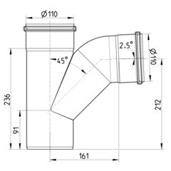 Line Drawing - Swept branch-87.5-long bend