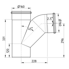 Line Drawing - Swept branch-87.5-long bend