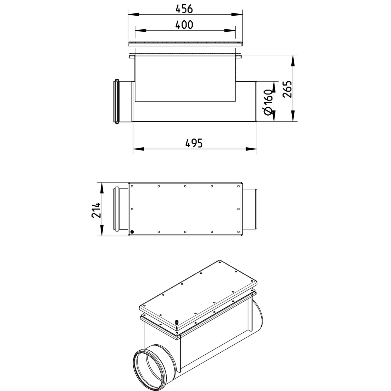 Line Drawing - Straight pipe-access-horizontal