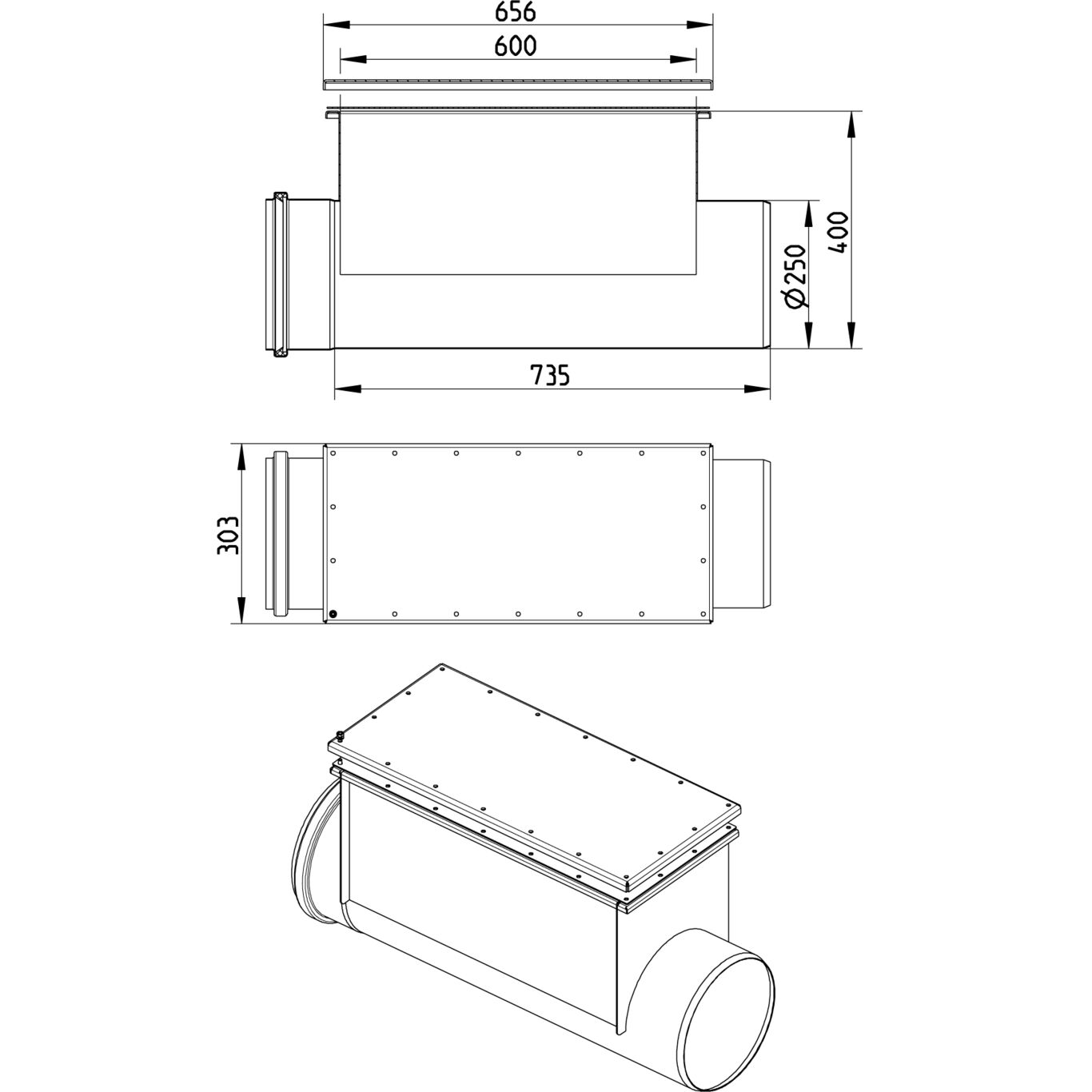 Line Drawing - Straight pipe-access-horizontal