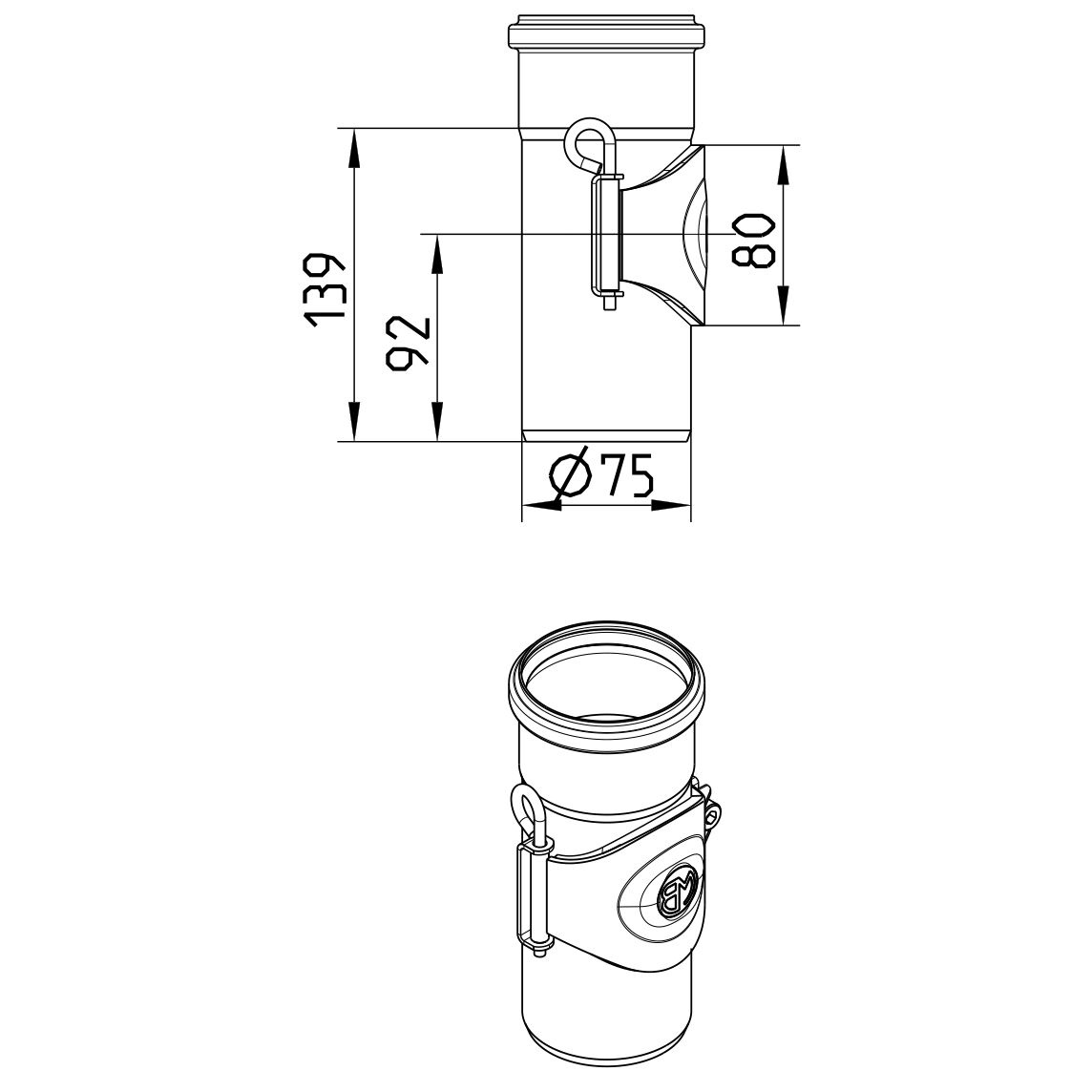 Line Drawing - Straight pipe-access