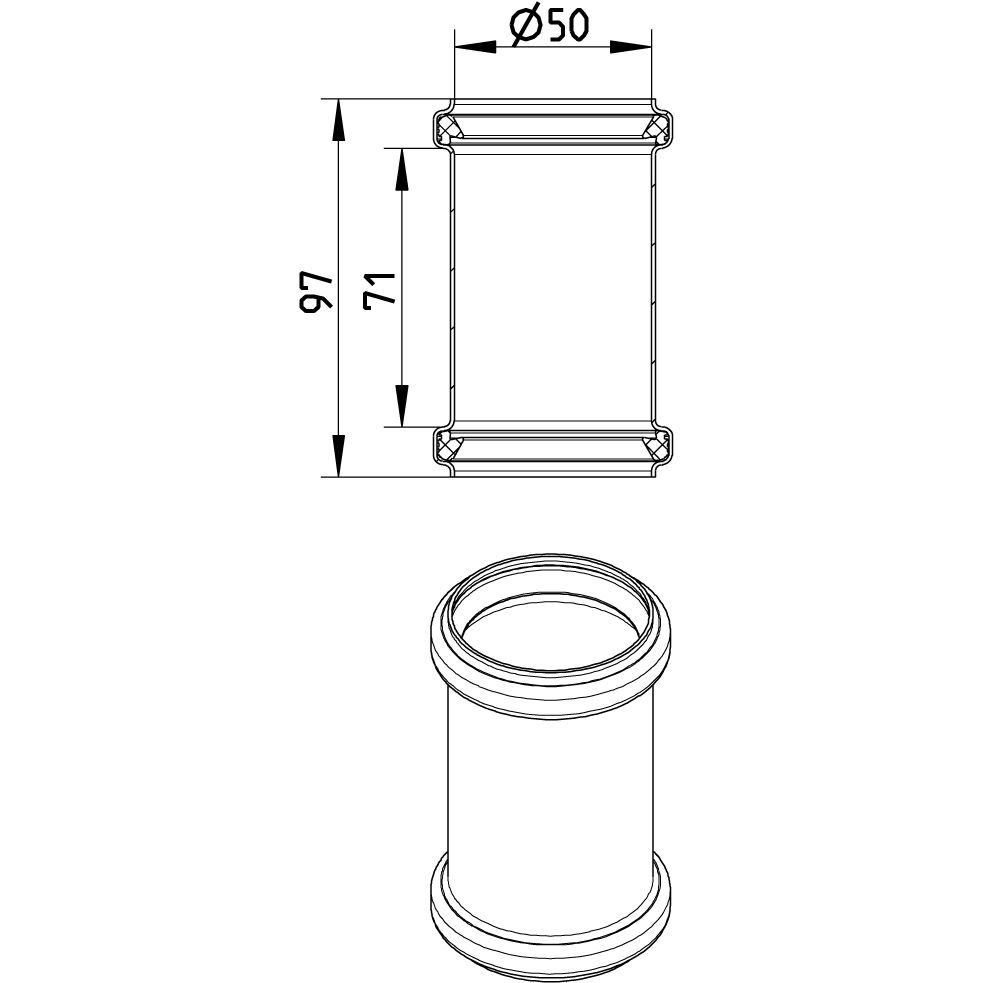 Line Drawing - Double slip coupling