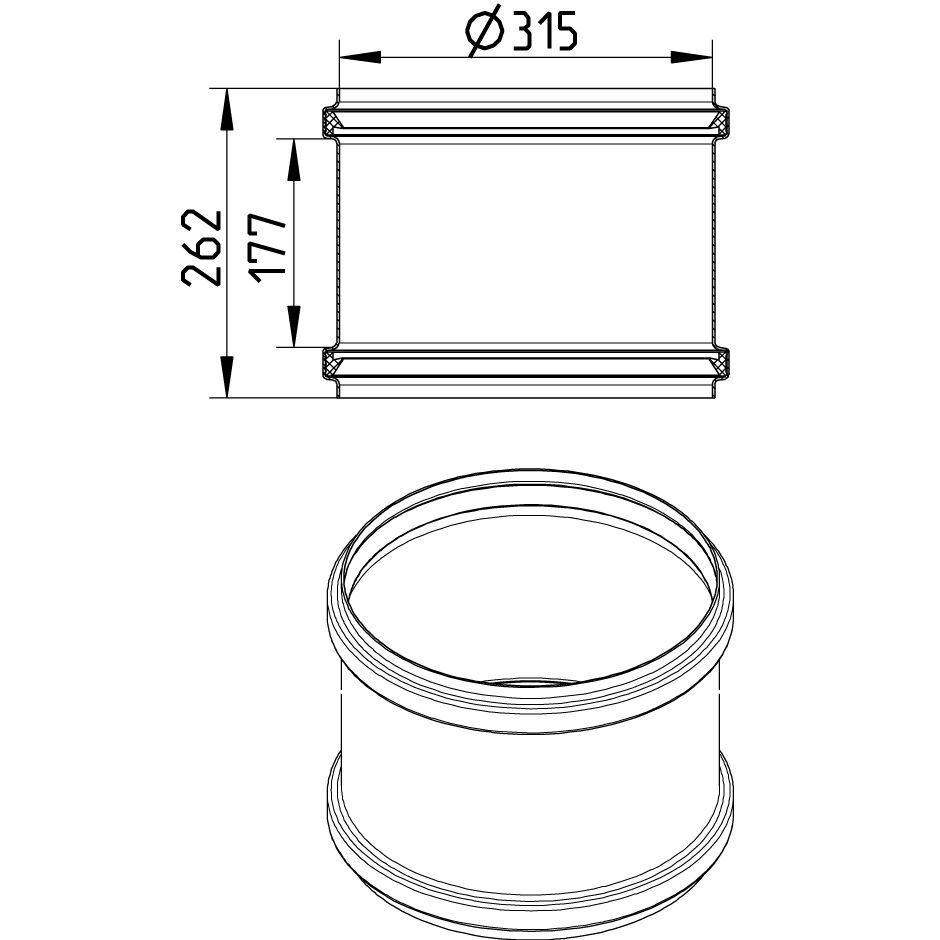 Line Drawing - Double slip coupling