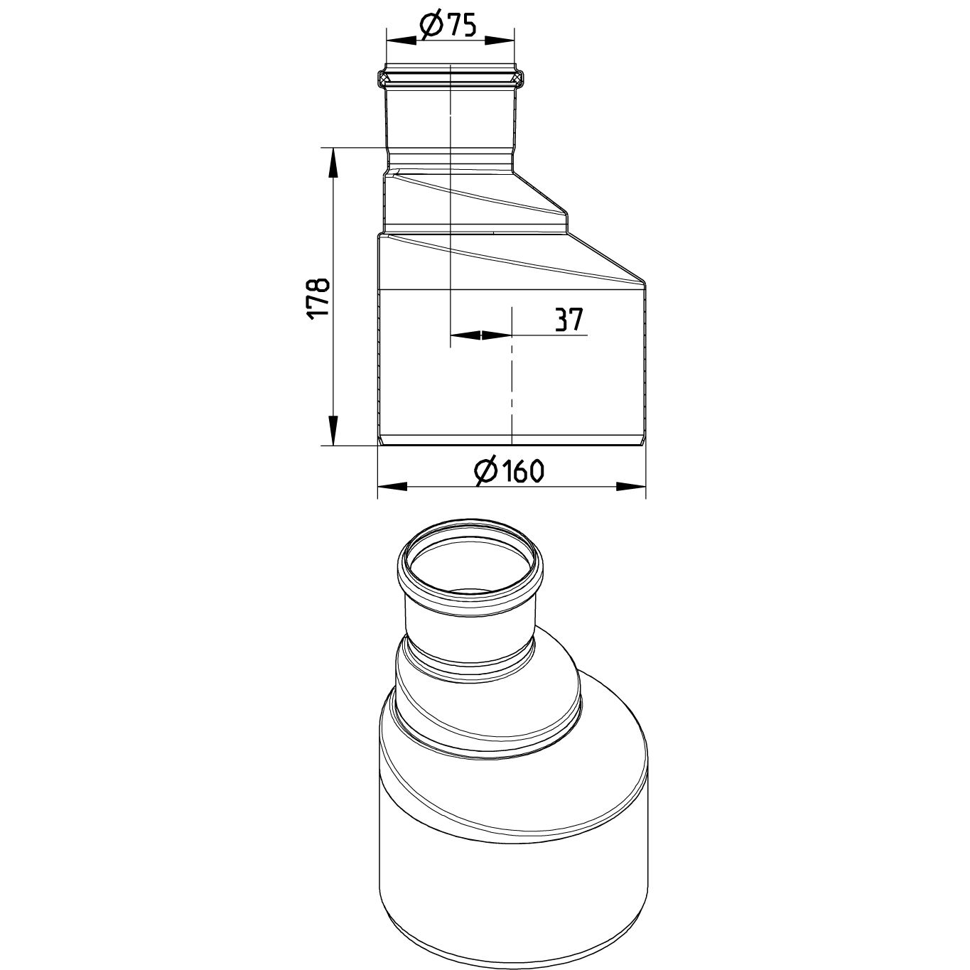 Line Drawing - Increaser-eccentric