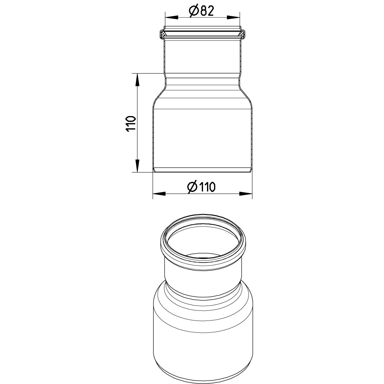 Line Drawing - Increaser-concentric