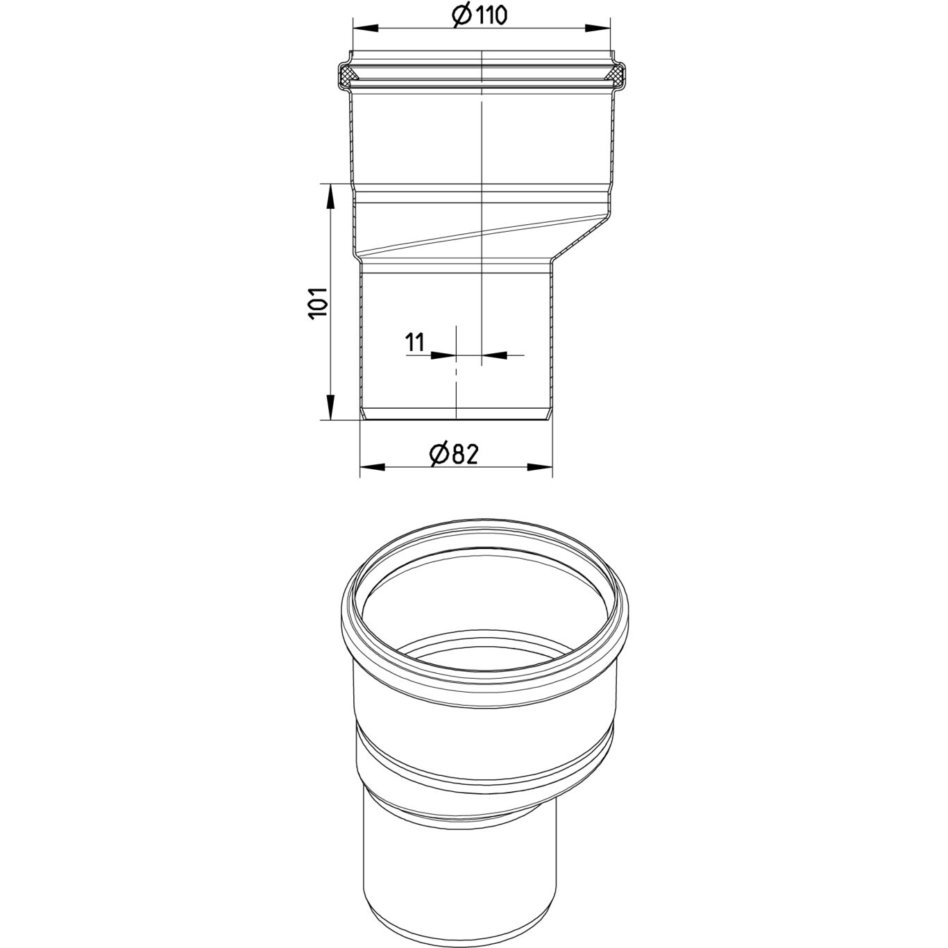 Line Drawing - Reducer-eccentric