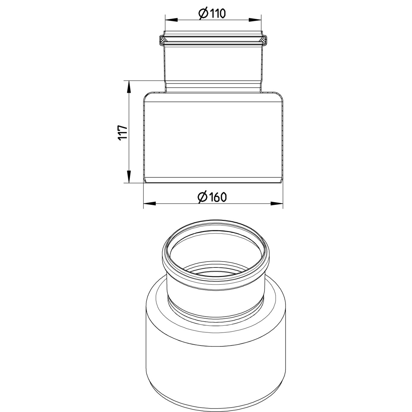 Line Drawing - Increaser-concentric