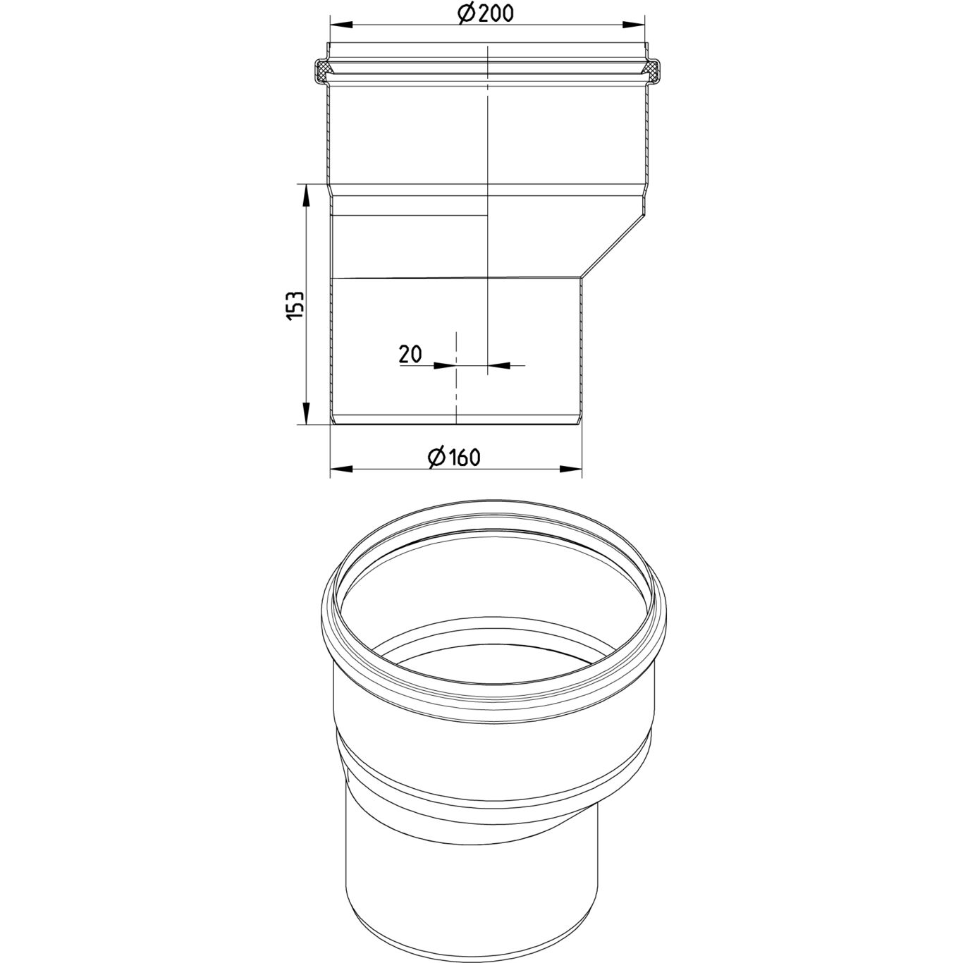 Line Drawing - Reducer-eccentric