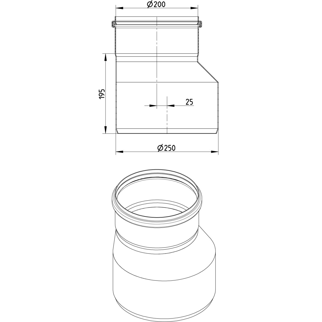 Line Drawing - Increaser-eccentric