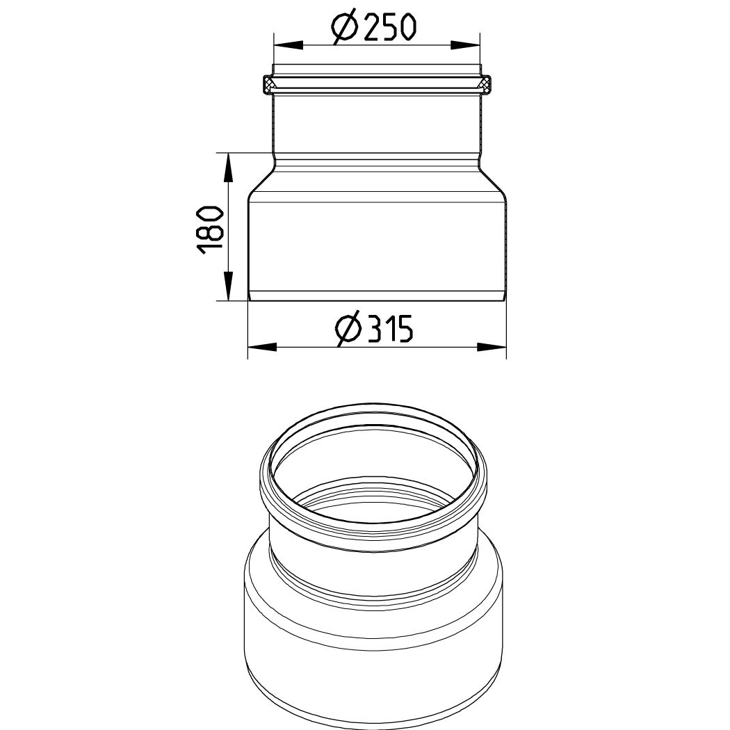 Line Drawing - Increaser-concentric