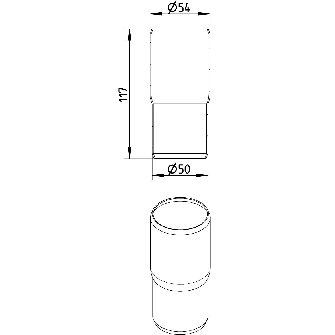 Line Drawing - Adaptor-clay-PVC-cast iron