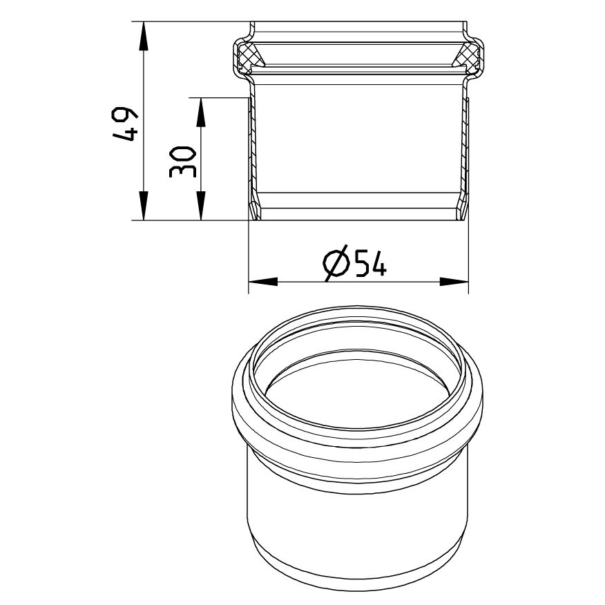 Line Drawing - Adaptor-clay-PVC-cast iron