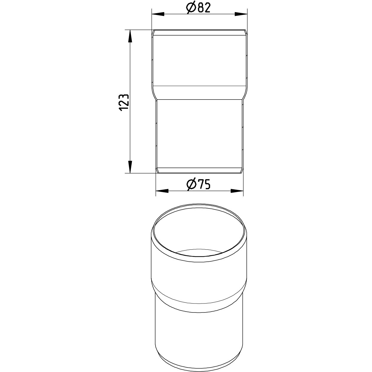 Line Drawing - Adaptor-clay-PVC-cast iron