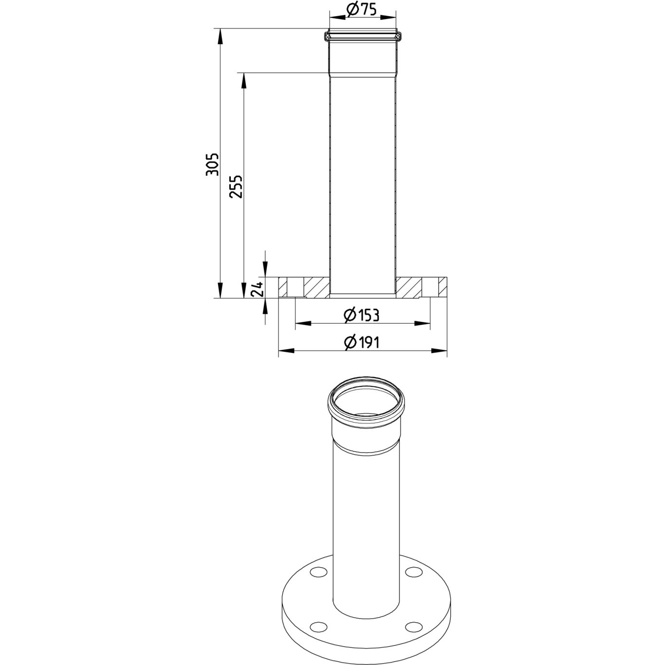 Line Drawing - Adaptor-flange-ANSI