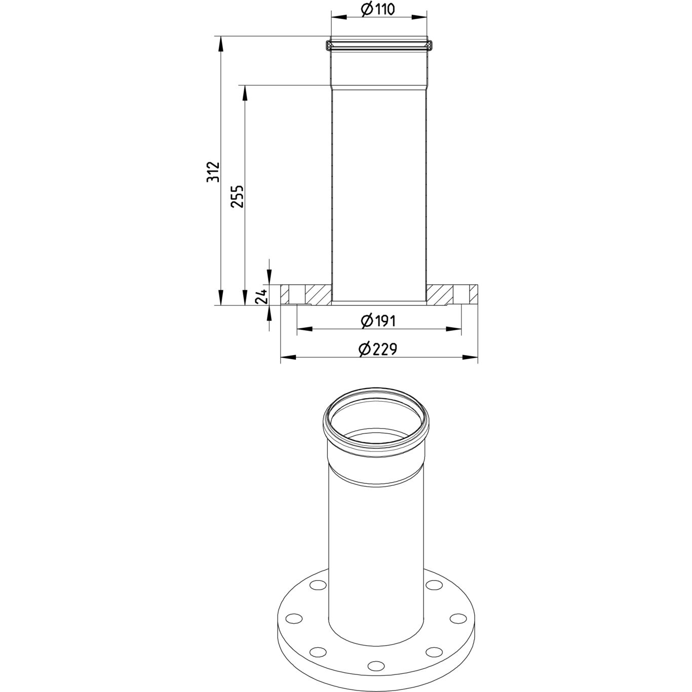 Line Drawing - Adaptor-flange-ANSI