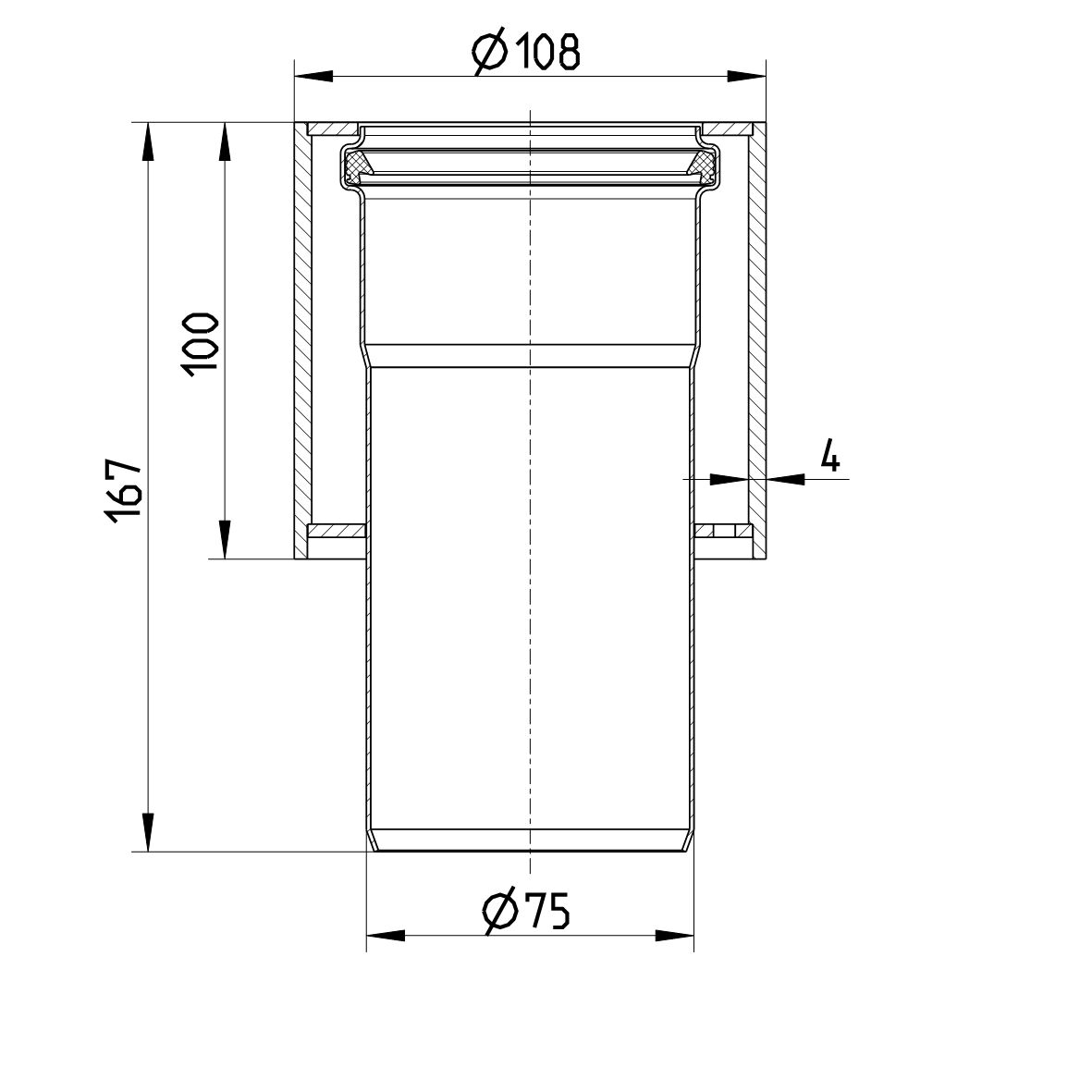 Line Drawing - Penetration-cabin-welding sleeve-steel