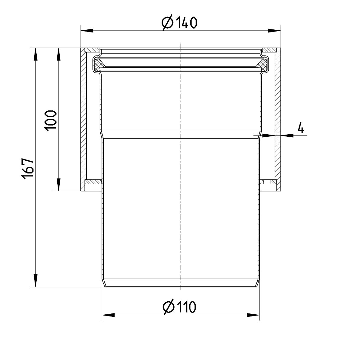 Line Drawing - Penetration-cabin-welding sleeve-steel