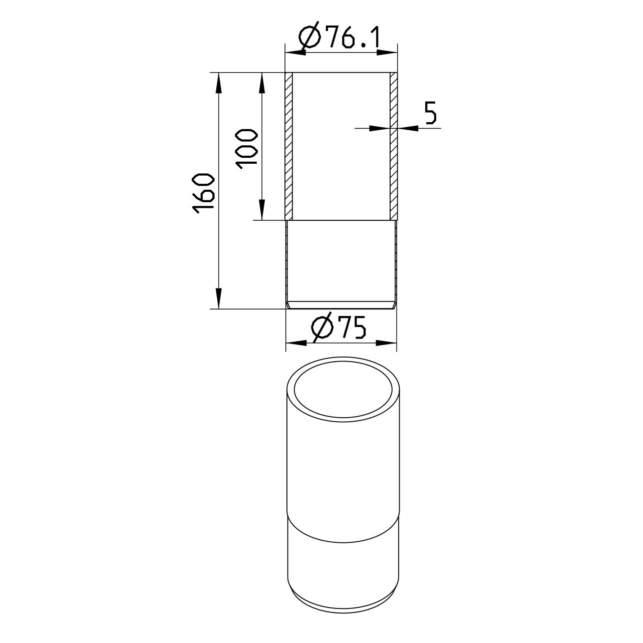 Line Drawing - Transition pipe-welding sleeve-steel