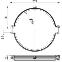 Line Drawing - Pipe hanger-EPDM-galvanized